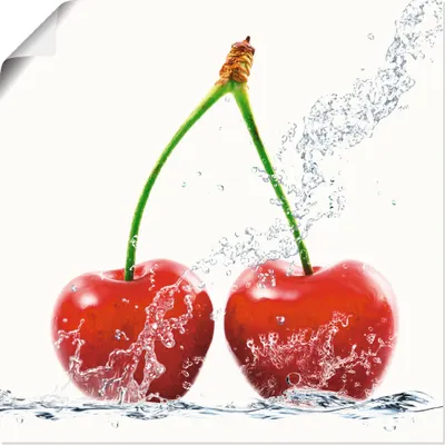 Produktbild von ARTland Poster Kirschen mit Spritzwasser Größe: 30x30 cm
