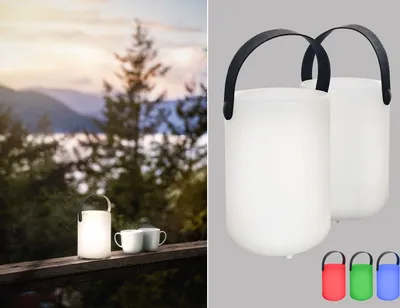 Produktbild von FHL Ciro LED 2er Pack Outdoor Lampe Akku 0,7W RGB-Farbsteuerung dimmbar + Fernbedienung IP44 850231