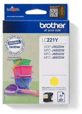 Produktbild von Brother LC221Y, Gelb, Tinte auf Pigmentbasis, 1 Stück(e), 260 Seiten, Einzelpackung