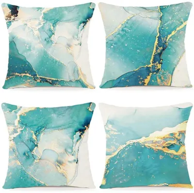 Obrázok produktu pre Sada 4 obliečok na vankúše Unyqoos ® s rozmermi 40 x 40 cm s farebným geometrickým vzorom pre interiér aj exteriér