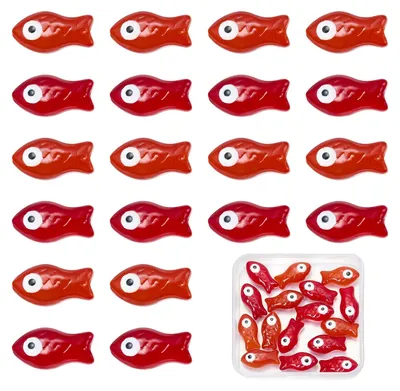 20 Glas-Fischperlen, rot, 21,5x11x8,5-10mm, für Schmuck
