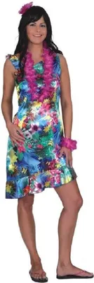 Produktbild von O9526-42 blau-bunt Damen Hawaii Dame Hawaiikostüm Gr.42
