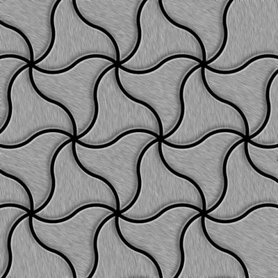 Produktbild von Mosaik Fliese massiv Metall Edelstahl gebürstet grau 1,6mm stark Ninja-S-S-B