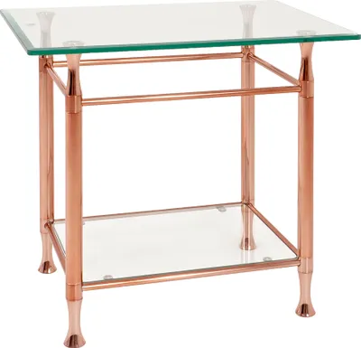 Produktbild von HAKU Beistelltisch kupfer - Metall, Sicherheitsglas 10 mm, Sicherheitsglas 5 mm, B/H/T: 58x52x43 cm