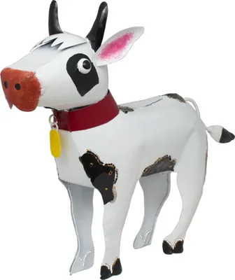 Produktbild von Deko Kuh Metall Bauernhof Garten Tier Figur Skulptur Kalb Bulle Stier Objekt