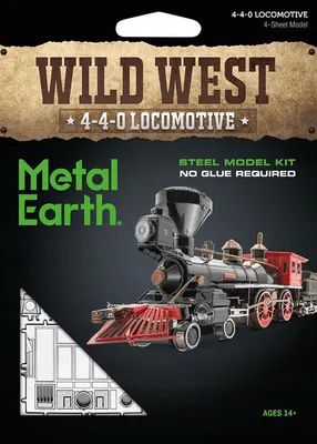 Productafbeelding van Metal Earth Fascinations Wild West, lasersnijset voor het bouwen van een 3D-model, vanaf 14 jaar (locomotief type 4-4-0)