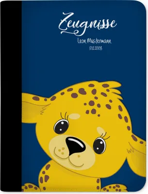 Produktbild von Zeugnismappe, Dokumentenmappe, Ordner A4, Leopard Blau