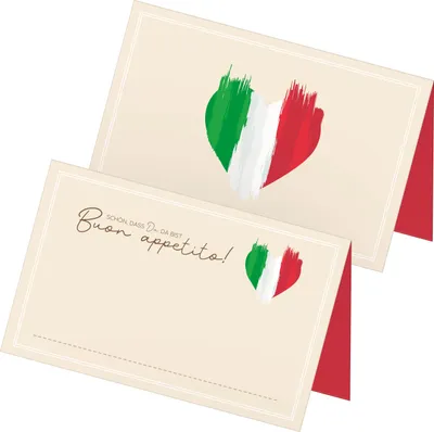Produktbild von itenga 48x Tischkarten Platzkarten ITALIEN | Motiv mit italienischer Flagge & Buon Appetito!