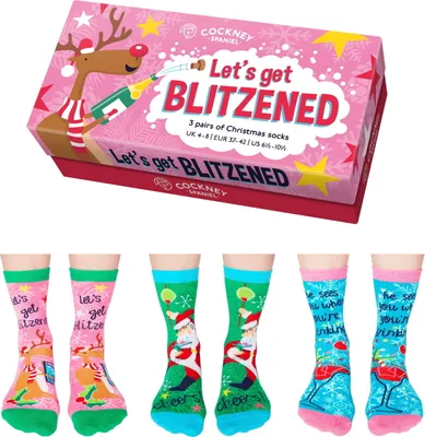 Produktbild von Let's get blitzened Weihnachten Socken mit Geschenkverpackung in 37-42 (3 Paar)
