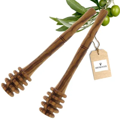 Honiglöffel aus Olivenholz 15 cm, 2er-Set, handgefertigt