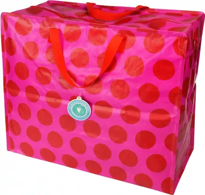 Produktbild von Rex London - XXL Riesentasche, Aufbewahrungstasche mit Reißverschluss - Spotlight - Punkte, Dots Red on Pink