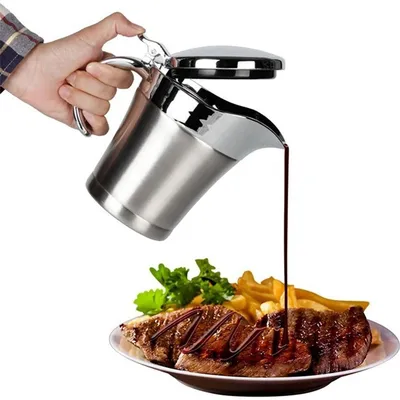 Produktbild von Sauciere 750ml Thermo Sauciere Soßenkanne Soßiere Soßenspender Soßenschüssel,304 Edelstahl Steak-Saucen-Kanne, doppelt isoliert,Küchengewürz Aromatopf