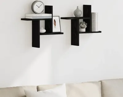 Immagine prodotto di Maison Exclusive - Mensole da parete 2 pezzi. Effetto rovere nero 38x12x38 cm Materiale ligneo
