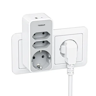 Produktbild von TESSAN Mehrfachstecker für Steckdose Steckdosenadapter 3 Fach mit 1 USB A und 1 USB C 3600W Grau
