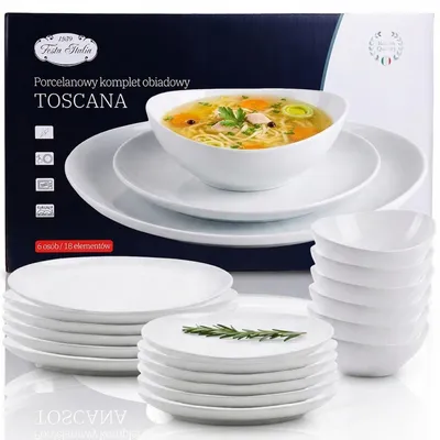 Produktbild von Festa Italia Toscana 18-teiliges Porzellan-Essservice für 6 Personen weiß