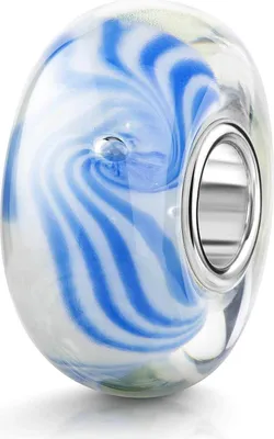 Produktbild von MATERIA by Matthias Wagner Glas Bead Anhänger blau weiß Wellen für Beads Armband 350