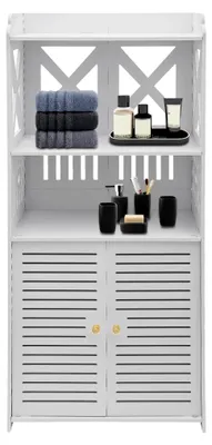 Produktbild von Badezimmerschrank mit 2 offenen Fächern und 1 Tür, 40 x 25 x 90 cm, Weiß