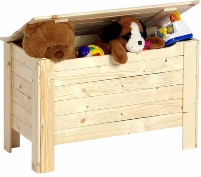 Productafbeelding van Houten opbergkist speelgoedkist met deksel 40x80cm