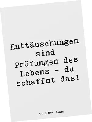 Produktbild von Mr. & Mrs. Panda Postkarte Spruch Mit Enttäuschungen umgehen - Weiß - Geschenk, Fotokarte, Vertrauem, Grußkarte, Zuversicht, Postkarten, bildkarte, Lebensfreude, Hoffnung