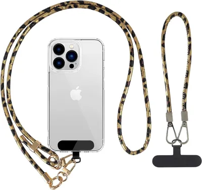 Imagen del producto de Cadena ajustable para teléfono móvil, de cuero con estampado de leopardo, compatible con smartphones, 1 unidad, para uso diario
