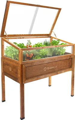 Image de Greenspot Vintage Lit surélevé avec hotte 110x55x120cm brun palissandre