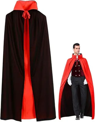 Productafbeelding van Omkeerbare Halloween Cape met Capuchon voor Kinderen en Volwassenen | Zwart en Rood