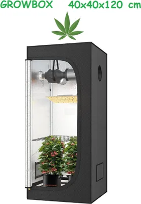 Produktbild von JUNG Growbox Growzelt Indoor 40x40x120cm Premium Mylar 97% reflektierend, Hydroponisches System, Gewächshaus Cannabis Balkon, Wasserdicht, Grow Tent