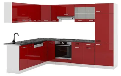 Produktbild von Eckküche Vicco R-Line Rot Hochglanz/Weiß 287 x 227 cm, AP Anthrazit, Model 42191