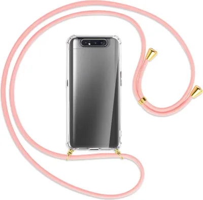 Produktbild von Handykette Backcover-Schutzhülle mit Band (Metall goldfarben) für Samsung Galaxy A80 - rosa