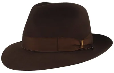 Borsalino edler Fedora Haarfilzhut mit mittelbreiter Krempe in braun
