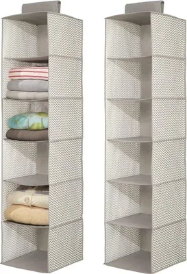 Produktbild von Hängender Stoffschrank Hängeaufbewahrung 2er Set mDesign 6 Böden Taupe / Natur