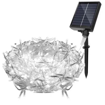 Zdjęcie produktu dla Jopassy 10M Solar LED Ice Rain Fairy Lights Outdoor Indoor Cold White Light Curtain 400 LED Icicle Christmas Lights 8 ModesChristmas Decoration Party Garden