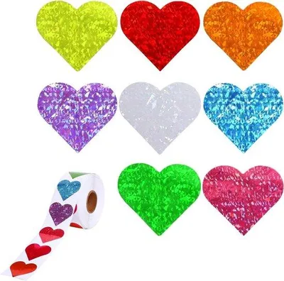 Immagine prodotto di Klebende Herz-Sticker 8 Farben 1,5 cm Glitter