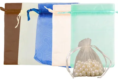 50 Organzabeutel 9x12 cm mit Kordelzug, klein, für Geschenke