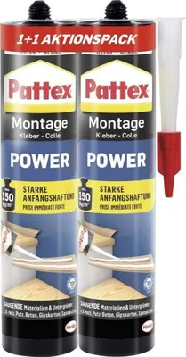 Produktbild von Pattex Montage Power weiß 370 g 1+1 Aktionspack