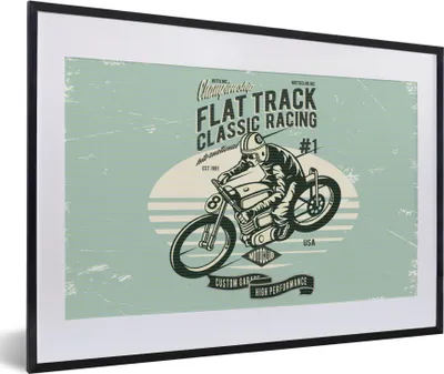 Produktbild von MuchoWow® MuchoWow® Gerahmtes Poster Motorrad - Retro - Zitat 60x40 cm - Poster mit zchwarzem Bilderrahmen - Schlafzimmer - Plakat in Rahmen - Drucken