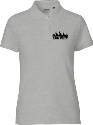 Produktbild von Huuraa Damen Polo Shirt Grill Queen Flammen XL Sport Grey Bio Baumwolle Fairtrade Poloshirt Geschenkidee