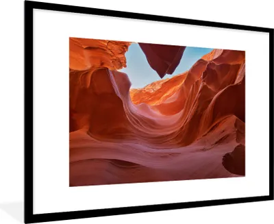 Produktbild von MuchoWow® Gerahmtes Poster Felsen unter der brennenden Sonne in der Antelope-Schlucht 90x60 cm - Poster mit Schwarzem Bilderrahmen Wandposter Rahmen Foto Bilder - Wanddekoration - Fotos