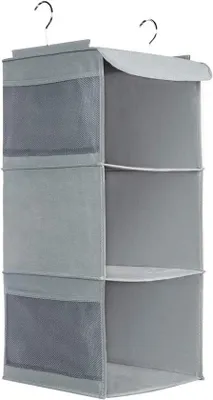 Produktbild von Garderoben Organizer mit 3 Platten und 4 Seitenfächern - Grau (30 x 30 x 60 cm)