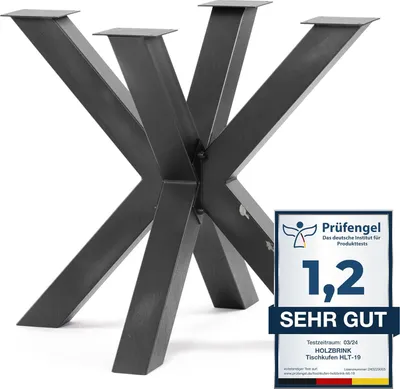 Produktbild von HOLZBRINK Tischbeine aus Metall, Tischgestell für Esstisch Küchentisch Konferenztisch, 85x80x72 cm (LxBxH), Rohstahl mit Klarlack, 1 Stück