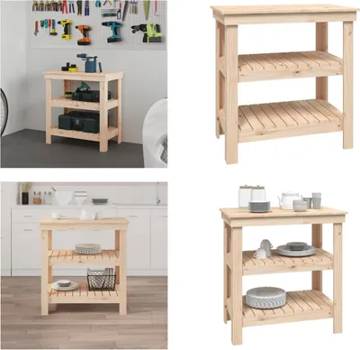 Immagine prodotto di vidaXL Banco da lavoro 78,5x50x80 cm in legno di pino massiccio - Banco da lavoro - Banco da lavoro - Banco di stoccaggio - Banco di legno