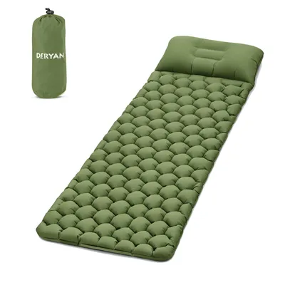 Obrázek produktu pro DERYAN Air Bed – Nafukovací Kempingový Lehátko – Zelená – Včetně Přenosné Tašky