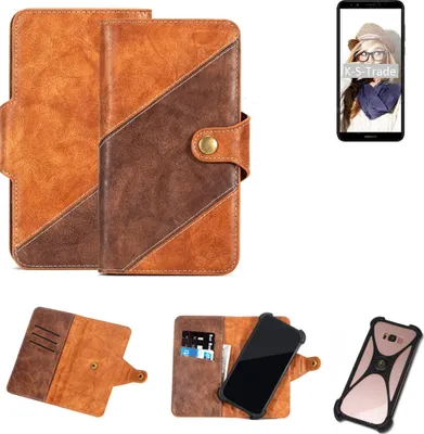 Produktbild von K-S-Trade Handy-Hülle Schutz-Hülle Bookstyle Case Wallet-Case kompatibel mit Huawei Y7 Prime 2018 Handy Cover Bumper Kantenschutz Smartphone