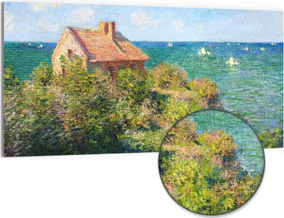 Produktbild von DEQOART Hybrid Leinwand Bild 100x50 cm 'Idyllische Küstenruhe' Wandbild Glas flach modern