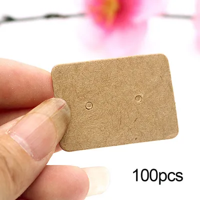 Produktbild von 100 Stück Kraftpapier Ohrring Schmuck Ohrstecker Halter Display Karte Tag Karton