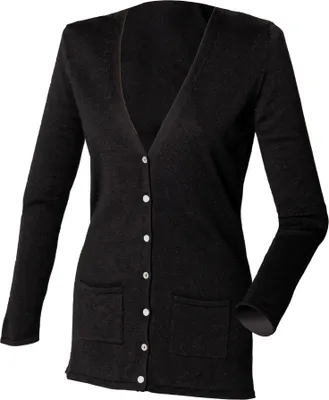Produktbild von Henbury Damen Strickjacke mit V-Ausschnitt RW662 (XL) (Schwarz)