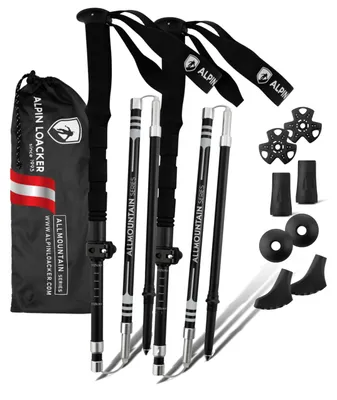 Immagine prodotto di Set di bastoncini da trekking pieghevoli – in carbonio o alluminio – con impugnatura in sughero – ideali per lo Nordic Walking e il trekking