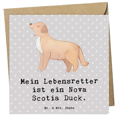 Produktbild von Mr. & Mrs. Panda Grußkarte Nova Scotia Duck Lebensretter - Grau Pastell - Geschenk, doppelkarte, Tolling Retriever, anlasskarte, Glückwunschkarte, Klappkarte, faltkarte