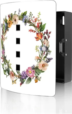 Produktbild von banjado Design Schlüsselkasten aus Edelstahl für 10 Schlüssel, Schlüsselschrank 24 x 21,5 x 7cm groß mit Magnetverschluss,  Blumenkranz der Jahreszeiten [BWSK 13513]