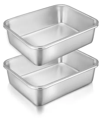 Immagine prodotto di Set di 2 teglie da forno in acciaio inossidabile, rettangolari, dimensioni 27x21x8 cm